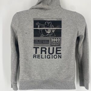True Religion Girls' Graphic Hoodie - Size L (Gray)